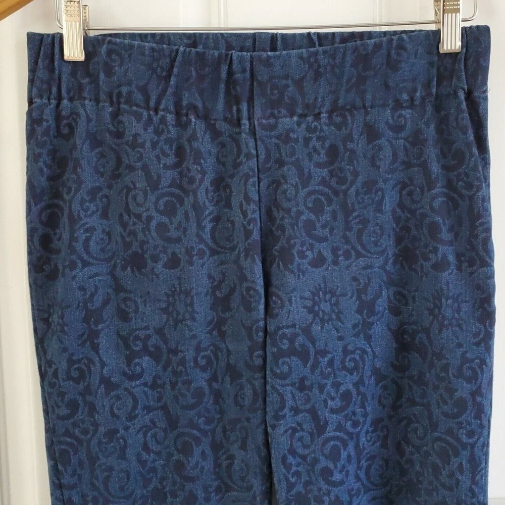 Soft Surroundings Navy Damask Lined Leggings Pants - image 3